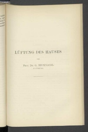 Lüftung des Hauses.