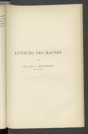 Lüftung des Hauses.