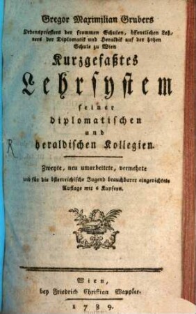 Kurzgefaßtes Lehrsystem seiner diplomatische Kollegien