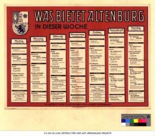 Originaltitel: Was bietet Altenburg in dieser Woche 13. September bis 19. September 1948 Mitgeteilt vom Städtischen Kulturamt Altenburg