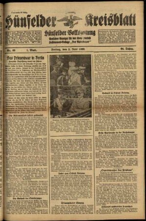 Erste Ausgabe vom Freitag, den 02. Juni 1939.