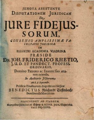 Disp. iur. de iure fideiussorum