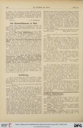 Ausstellungen / Preisausschreiben / Denkmäler / Staatsaufträge etc. / Staatsankäufe etc. / Aus Galerien und Museen / Aus Akademien und Kunstschulen / Personalien / Auszeichnungen / Todesfälle / Stipendien und Stiftungen / Vereine / Kunsthandel und Versteigerungen / Vermischtes