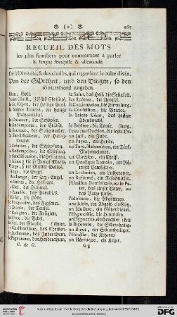 Recueil des mots les plus familiers pour commencer à parler la langue françoise & allemande