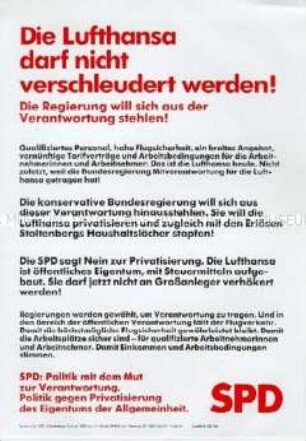 Propagandaflugblatt der SPD zur Bundestagswahl 1987