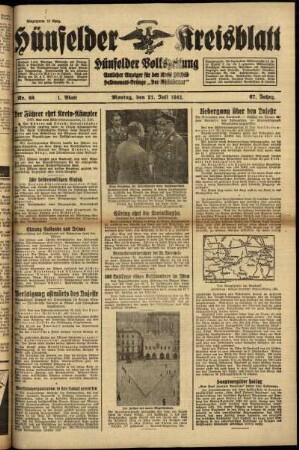 Erste Ausgabe vom Montag, den 21. Juli 1941.