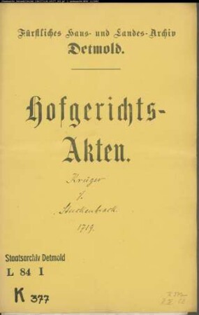 Krüger, Kords Kinder und Erben gegen Stuckenbrock zu Heidenbentrup - Schuldforderung