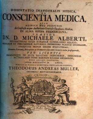 Diss. inaug. med. de conscientia medica
