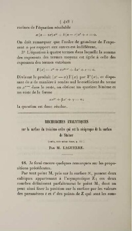 Recherches analytiques.