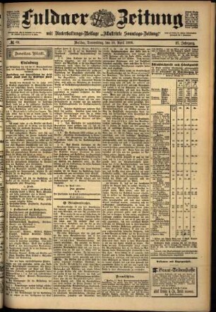 Zweite Ausgabe vom Donnerstag, den 19. April 1900.