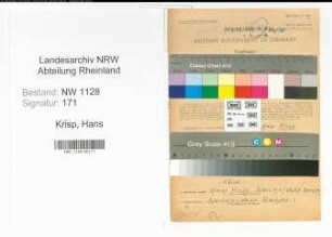 Entnazifizierung Hans Krisp , geb. 02.11.1914 (Polizist)