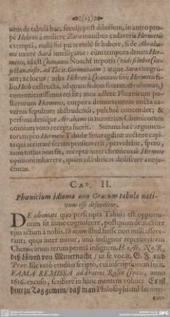 CAP. II. Phoenicium idioma non Graecum tabulae nativum esse defenditur.