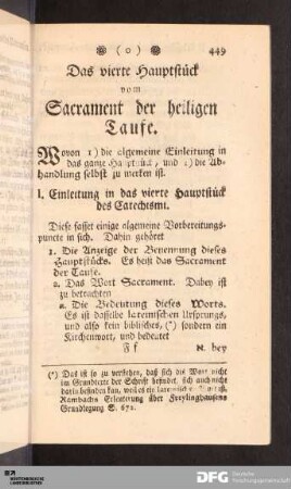 I. Einleitung in das vierte Hauptstück des Catechismi.