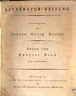Litteratur-Zeitung. 1799, Juli/Dez. = Bd. 2