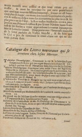 Catalogue des livres nouveaux qui se trouvent chez les dit mortier