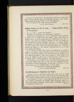 Heftiger Kampf am Col di Lana. - Oesterreichischer Erfolg im Suganatal.