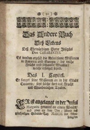 Das Andere Buch Deß Lebens Deß Ehrwürdigen Pater Josephs Von Carabantes.