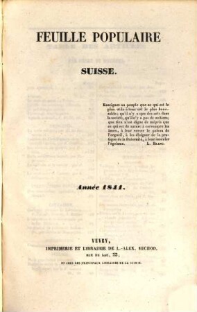 Feuille populaire Suisse. 2. 1841