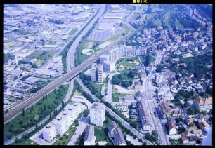 Freiburg, Zähringen: Autobahnzubringer Nord mit Zähringerstraße, Stolz Bau