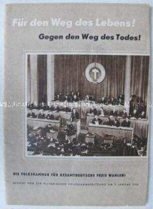 Dokumentation zur Volkskammersitzung vom 9.1.1952, u.a. mit dem Gesetzentwurf für gesamtdeutsche Wahlen und dem Text der Erklärung der Regierung Grotewohl