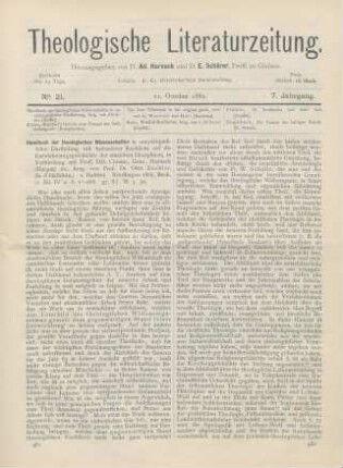 481-485 [Rezension] Zöckler, Otto (Hrsg.), Handbuch der theologischen Wissenschaften in encyklopädischer Darstellung mit besonderer Rücksicht auf die Entwicklungsgeschichte der einzelnen Disziplinen. 1. Halbbd
