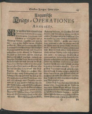 Ungarische Kriegs-Operationes Anno 1687.