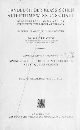 Grundriss der römischen Geschichte : nebst Quellenkunde