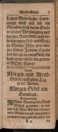 Folgen Morgen- und Abend-Gebete auff jeden Tag in der Wochen
