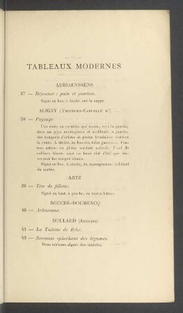 Tableaux modernes