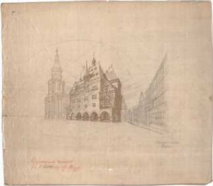 Hildebrand, Adolf von; Worms, Hagenstr. - Neumarkt; Siegfriedbrunnen und Bibliotheksbau - Bibliotheksbau (Ansicht)