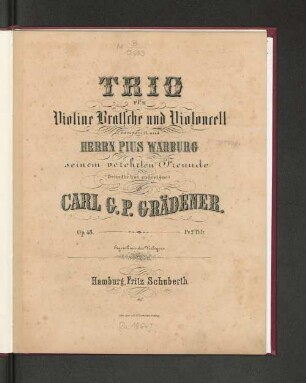 Trio für Violine, Bratsche und Violoncell : op. 48