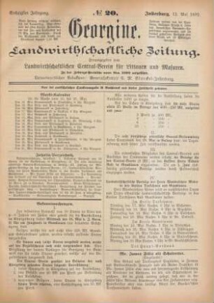Sechzigster Jahrgang. No. 20. Insterburg, 12. Mai 1892.