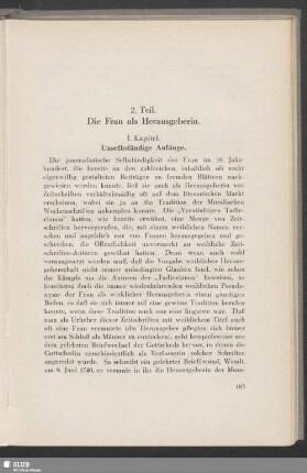 2. Teil. Die Frau als Herausgeberin