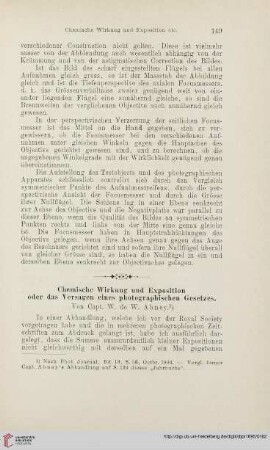 Chemische Wirkung und Exposition oder das Versagen enes photographischen Gesetzes