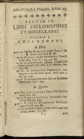 Sectio IV. Libri Philosophici et Miscellanei.