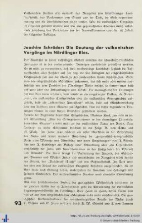 Die Deutung der vulkanischen Vorgänge im Nördlinger Ries.