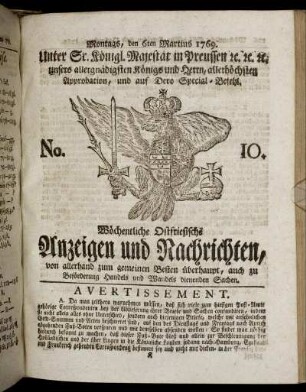 No. 10. Montags, den 6ten Martius 1769.