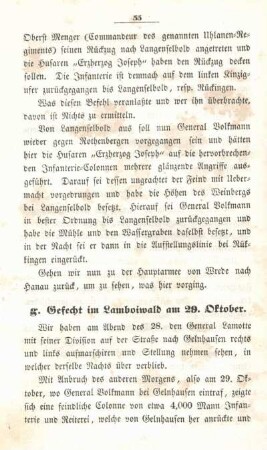 g. Gefecht im Lamboiwald am 29. Oktober.