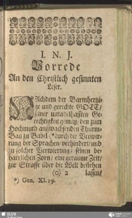 Vorrede An den Christlich gesinnten Leser