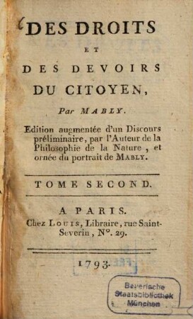 Des droits et des devoirs du citoyen, 2. - 184 S.