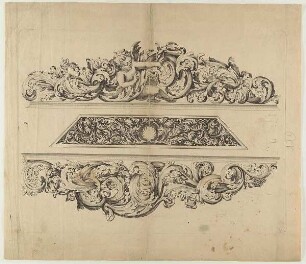 Rahmenteile, Blatt aus der Folge "Neues Romanisches Laubwerkbüchlein in Nürnberg bei Jacob Sandrart zu finden"