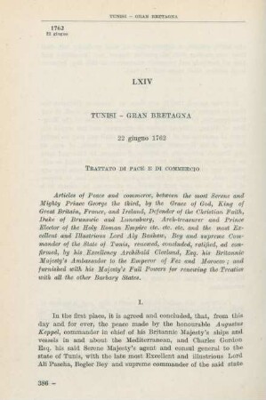 LXIV Algeri - Gran Bretagna 22 giugno 1762
