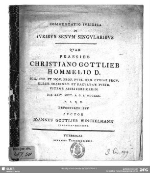 Commentatio Iuridica De Iuribus Senum Singularibus