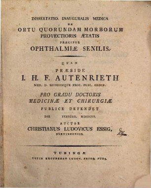 Dissertatio inauguralis medica de ortu quorundam morborum provectioris aetatis, praecipue ophthalmiae senilis