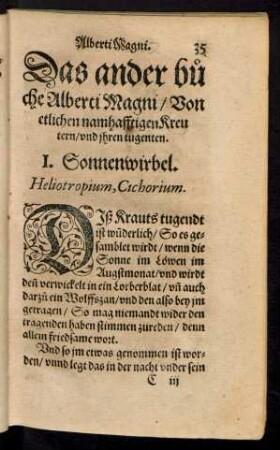 Das ander buche Alberti Magni/ Von etlichen namhafftigen Kreutern/ und ihren tugenten.