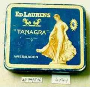 Blechdose für 20 Stück Zigaretten "ED. LAURENS 'TANAGRA' ALEXANDRIE LE CAIRE"