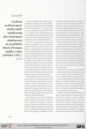 21: Liczbowa struktura życia : dzieło sztuki współczesnej jako temat pracy dydaktycznej na przykładzie Detalu II Romana Opałki z cyklu „OPAŁKA 1965 1–∞”