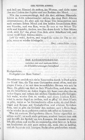 Die Korrespondenz zwischen mir und meinem Vetter die Bibelübersetzungen betreffend