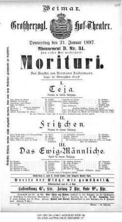 Morituri [Teja / Fritzchen / Das Ewig=Männliche]