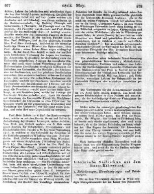Literarische Nachrichten aus dem österr. Kaiserstaat.